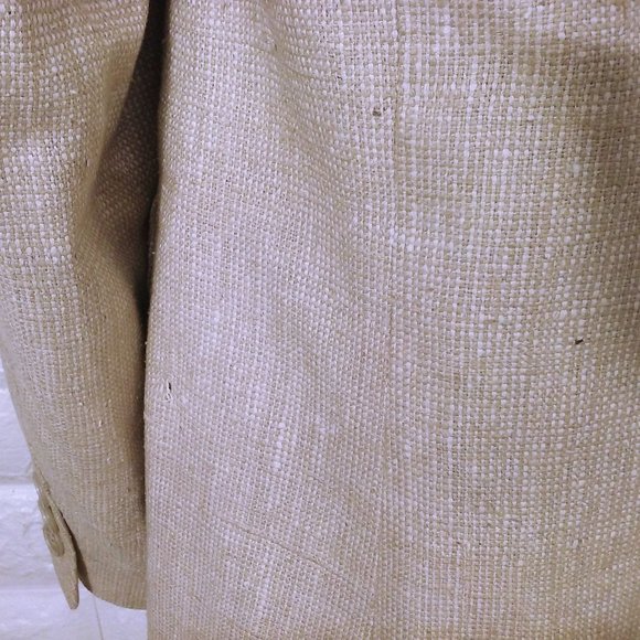 Marc Jeffries Pure Silk Blazer Suit Coat Men-48(L) Dbl-Button Vent Pockets Cream - Picture 11 of 11